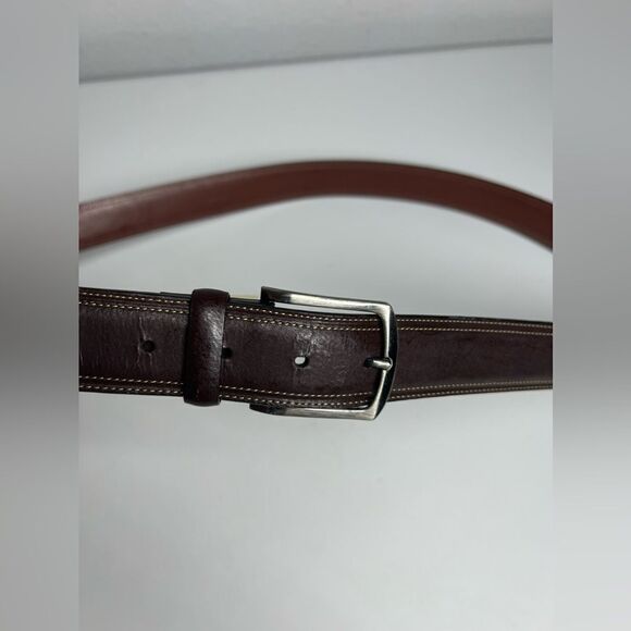Perry Ellis Leather Belt Size 54 Brown - Picture 2 of 9